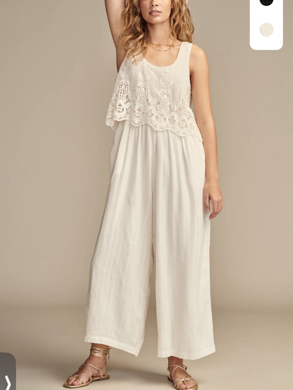 Women’s Cream Crocheted Tank Jumpsuit